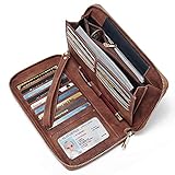 Geldbörse Damen Leder Gross Frauen Clutch Portemonnaie Groß Geldbeutel Lang Portmonee mit 15 Kartenfächer B