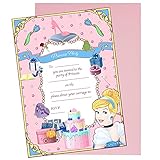 Einladungskarten zum Geburtstag, Prinzessinnen-Motiv, Rosa, mit Umschlägen (50 Stück)