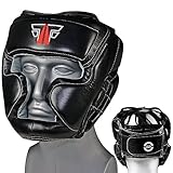 FOX-FIGHT MMA Kopfschutz Boxen Muay Thai Kikboxen Kopfschoner L/XL - schwarz/W