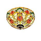 Tiffany Deckenleuchte. Tiffany Traditionelles Deckenmontage Licht 4 0CM Tiffany Style Buntgals Deckenleuchte Herzperlen Glasförderer Indoor Deckenleuchten und Laternen for Schlafzimmer Gang Balkon Kü