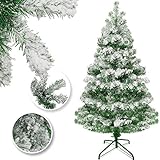 KESSER® Weihnachtsbaum künstlich 150cm mit 360 Spitzen, Tannenbaum künstlich Edeltanne Schnellaufbau inkl. Christbaum-Ständer, Weihnachtsdeko – Schnee 1,5