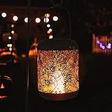 Chisheen Solar-Laterne für den Außenbereich, hängende Lichter, Metall, Garten, dekorative solarbetriebene Lampe, Retro-Laternen mit LED für Hofdekoration, Veranda, Terrassendek