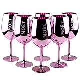6X Moet & Chandon Imperial Gläser Echtglas Pink Rose Rosa Champagner Glas Limited Ib