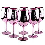 6X Moet & Chandon Imperial Gläser Echtglas Pink Rose Rosa Champagner Glas Limited Ib
