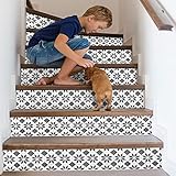 HXSTWW Treppenaufkleber DIY. Wandaufkleber, 6 Stück 7 x 40 Zoll Selbstklebende Treppe Aufkleber wasserdichte Fliesenaufkleber Steigverkleidung Treppe Wanddek