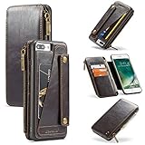 Handyhülle für iPhone 7 Plus/8 Plus Hülle Lederhülle Leder PU Flip Schutzhüllen aus Klappetui Tasche 2 in 1 Multifunktion Geldbörse Geldbeutel Hülle mit iPhone 7 Plus/8 Plus (Brown,8 Plus)