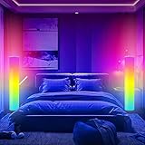 ASYOURZ LED Stehlampe 2 Stück Dimmbar mit Fernbedienung APP, Steuerung Musik Sync Farbwechsel Lichtsaeule RGB Stehleuchte Leselicht 104CM, Modern Eck Standleuchte für Wohnzimmer S