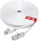 GLCON – 15m CAT 6 LAN Kabel 15 Meter Netzwerkkabel Hochgeschwindigkeits 1000Mbit/s Gigabit Ethernet-Kabel Cat.5e Cat.6 RJ45 Internet Patchkabel für PC PS5 Xbox Switch Modem Weiß