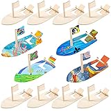 FORMIZON Holzboot Spielzeug, 12 Stück Holz Segelboot Set Malen DIY, Holz Segelboot für Kinder, Mini Holz Segelboot Lernspielzeug Handwerk DIY Kinderspielzeug Bemalen und Dekorieren (12pcs)