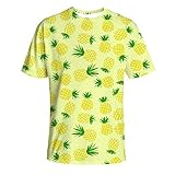 T-Shirt Herren 3D Druck Rundhals Kurzarm Shirt Gelbe Ananas T-Shirt Männer 3DT Shirt Kurzarm Rundhals Digitaldruck lässig Kurzarm-Color_L