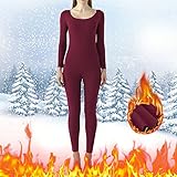 Thermo-Unterwäsche Dame Winter-Sport Thermowäsche-Set Funktionsunterwäsche-Skiunterwäsche-Hausanzug: Kuschelig Schlafanzug Lang Thermounderwear Termounterw