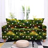 Schonbezug Sofahusse - Stretch Couch Schonbezüge Abstrakte Weihnachtssterne Bedruckt Universal Waschbare Ecke Couch Schonbezüge All Inclusive Rutschfeste Sofabezüge Wohnzimmer Dekoration,Grün,4 S