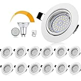 Bojim LED Einbaustrahler 230V Dimmbar, 12x LED Spot Weiß 6W Neutralweiß 4500K Schwenkbar Einbauleuchten GU10 600LM 82RA, IP20 Einbauspots 68mm, Runde Einbaulampen 120° Abstrahlwinkel Deckensp