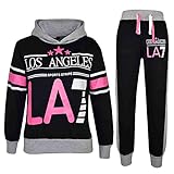 A2Z 4 Kids Kinder Mädchen Trainingsanzug LOS Angeles LA7 Aufdruck - T.S LA7 Black & Grey 11-12