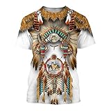 BBYOUTH 3D Eingeborener Indischer Wolf Männer T-Shirt Harajuku Mode-Chef Kurzarm Sommer Tops (USA Größe),Indian Wolves,XL