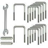 10 Stück M6 U-Bolzen- Quadratische U Bolzen 80 x 50 mm U-Bolzen kamen mit beidseitigen Muttern,Scheiben und Schlüssel,304 Edelstahl U Bügelschraube Dachträger Verschluss für R