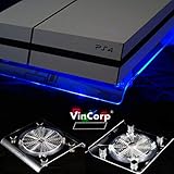 VinCorp ® USB Design Kühler ' Blau ' LED 19cm Lüfter & Ständer Stand für Playstation 4 / 3 sowie PS4 Pro und Slim V