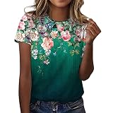 Activewear-Shirts & Blusen für Damen Pullover Kurzarm t Shirt Herren Women's Casual Printed Short-Sleeved T-Shirt Top