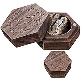 How About Forever Ring Schachtel Graviert Ringhalter Walnussholz Ringbox Halter Sechskant Ringhalter Box für Hochzeit Zeremonie Verlobungsring Träger Box Ring Aufbewahrung, 2,25 x 2 Z