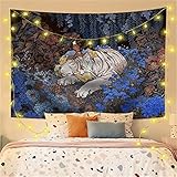 YYRAIN Nordic Polyester Wandbehang Straßenecke Lebensmittelgeschäft Tapisserie Home Wandkunst Dekoration Multifunktionstischdecke Mit 5M Sternenlicht 59x52 Inch{W150xH130cm}