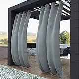 Clothink Outdoor Vorhang Wetterfest Windschutz - 132x215cm Grau mit Ösen Oben und Unten - Wasserdicht Sichtschutz Sonnenschutz für Balkon Terrasse Veranda Pergola Gartenlaub