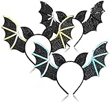 com-four® 3x Haarreif Fledermaus für Halloween - Fledermaus-Diadem für Kinder und Erwachsene - Haarreif für Fasching, Karneval, Halloween [Auswahl variiert] (schwarz. blau. gelb)