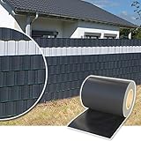 Plantiflex Sichtschutz Rolle 35m Blickdicht PVC Zaunfolie Windschutz für Doppelstabmatten Zaun (Anthrazit)
