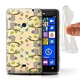 Handy Hülle kompatibel mit Nokia Lumia 625 Wildes Tier Faultier Süß Karikatur Transparent Klar Ultra Sanft Flexibel Silikon Gel/TPU Case C