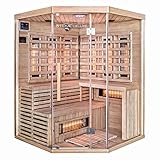 Home Deluxe – Infrarotkabine – Sahara XXL – Vollspektrumstrahler – Holz: Hemlocktanne - Maße: 150 x 150 x 200 cm – inkl. vielen Extras und komplettem Zubehö