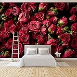 Europäischen Stil Fototapete Rote Rose Blume 3D Hintergrund Wandbild Wohnzimmer Schlafzimmer Wohnkultur Wandverkleidung,300 * 210C