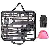 Shinoske BBQ Grillbesteck Set 22pcs Bestecksets BBQ Grillzubehör, Edelstahl Barbecue Sets Grillen Werkzeuge Grillbesteck Koffer für Outdoor Picknick Familien Garten Party