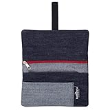 Tabaktasche Jeansstoff - Tabakbeutel Drehtabak Tasche Denim (Roter Reißverschluss)