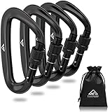 CLIFFORD Karabiner mit 500 oder 1800 Kg Belastbarkeit I 2er oder 4er Pack I Erstklassiges Karabinerhaken Set Inklusive Praktischem Beutel I Ultraleichte Aluminium Karabiner in Schw