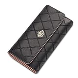 TNGXXWL Damen Geldbörse aus PU-Leder mit Clutch (Black, 长度19cm*宽10cm*厚度2.5cm)