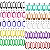 100 Schlüsselanhänger - Personalisierbare Etikettenhalter, 10 verschiedene Farben, Metall-Schlüsselring, schnellere und einfache Identifizierung Ihrer Hausschlüssel, Auto, Gepäck usw
