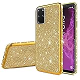 Nadoli Glitzer Hülle für Galaxy S20 Plus,Ultradünne Funkeln Skin Weich Diamant Überzug Rahmen Glänzend Silikon Strass Etui Handyhülle Schutzhülle für Samsung Galaxy S20