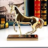 WQISON Figurinen, Statuen, Statuette, Skulpturen, Kreativ Goldene Copper Horse Dekor Abstrakt Metall Figürchen Compatible with Wohnzimmer Schlafzimmer Bücherregal Desktop Home Dekoration Handwerk