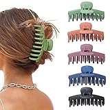 5 Stück Große Haarklammer，WELROG Rutschfeste große Haarspangen für Damen Mädchen Haar Jaw Clips für dickes Haar Dünnes Haar (Black+grass green+orange+dark purple+blue)