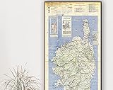 MG global Große Vintage-Karte von Korsika, alte Korsika-Karte, Korsika-Wandkarte, Korsika-Poster, Korsika-Wandkunst, Korsikanisches Geschenk, ung