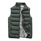 Herren Daunenweste mit Stehkragen Schwarz Outdoor Weste Leicht Steppweste Ärmellose Übergangsjacke Winter Warm Slim Fit Winterweste Funktionsjacke Steppjacke Outdoorjacke V