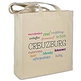 Stofftasche mit Stadt/Ort 'Creuzburg ' - Motiv Positive Eigenschaften - Farbe beige - Stoffbeutel, Jutebeutel, Einkaufstasche, B