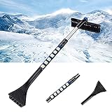 MaSYZBF Schneekratzer Schneebesen 2 in 1 Auto Schneebürste Schaufel Entfernung Bürste Winter Neue Teleskop-Schneeschaufel Reinigungswerkzeuge für Auto, LKW, Camping und Outdoor-Ak