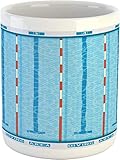 Blaue Tasse, Sport-Wettkampf-Thema, Schwimmbad, Piktogramm-Bild, Keramik, Kaffeetasse für Wasser, Tee, Getränke, 325 ml, Weiß
