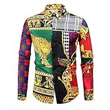 Shirt Herren Modern Urban Persönlichkeit Kreative Leopard Spleißen Druck Herren Langarm Herbst Winter Kentkragen Basic Slim Fit Strickjacke Herren H