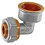 Qualitäts Schraubfitting  Übergangswinkel auf Innengewinde | Für Mehrschichtverbundrohr 16,0 x 2,0 | 20,0 x 2,0 | 26,0 x 3,0 | 32,0 x 3,0 mm (Durchmesser x Wandstärke)  26x3mm auf 1 Zoll AG