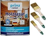 prinzcolor Premium Holzlasur Holzschutzlasur Holzschutz Lasurpinsel Teak 0,75