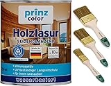 prinzcolor Premium Holzlasur Holzschutzlasur Holzschutz Lasurpinsel Teak 0,75