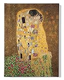 1art1 Gustav Klimt - Der Kuß II Bilder Leinwand-Bild Auf Keilrahmen | XXL-Wandbild Poster Kunstdruck Als Leinwandbild 80 x 60