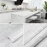 Marmor Klebefolie Marmor Folie, 45x500cm, Ohuhu Klebefolie Möbel, PVC Wasserdicht Folie Selbstklebend, für Möbel Küche Küchenschrank Schminktisch Deko DIY