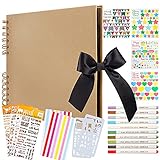 Fotoalbum Scrapbook, Fotoalbum zum Selbstgestalten 80 Schwarze Seiten (40 Blätter) DIY Fotobuch mit 10 Metallic Stifte, Fotoalbum Kit für Jahrestag Valentinstag Muttertag Geburtstag Geschenk